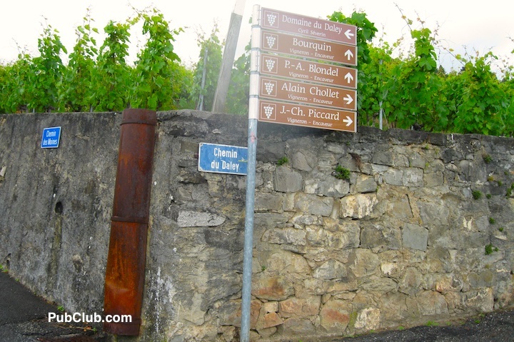 Lavaux wine region Switzerland wineries stone walls signs