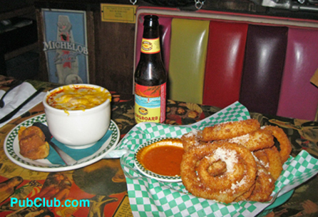 Barney's Beanery chili and beer
