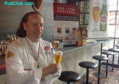 Beer Sommelier Marc Stroobandt enjoys at Stella Artois after the luncheon.