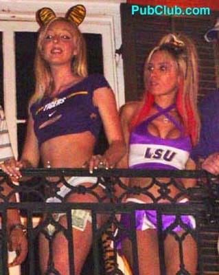 Hot LSU girls On A Bourbon Street balcony
