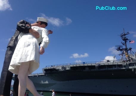 USS Midway kissing statue San Diego