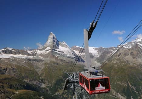 Glacier Aerial Cable Car Zermatt Switzerland