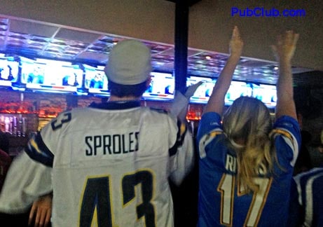 Chargers fans Gaslamp bar Whiskey Girl