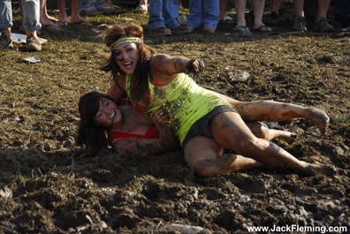 Kentucky Derby Infield party mud wrestling