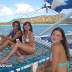Waikiki Beach sailboat trip 3 girls