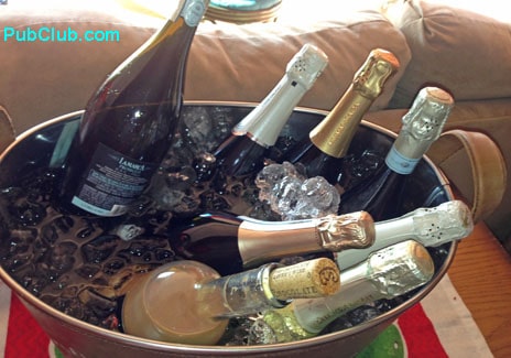 Champagne bottles on ice