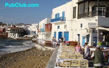 Mykonos town tavernas Greek Islands