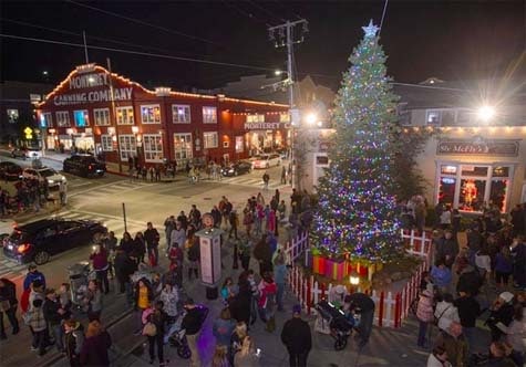 Monterey Christmas Steinbeck Plaza tree lighting