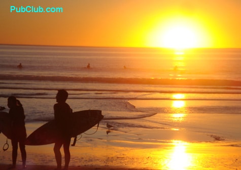 Manhattan Beach CA sunset surfers El Porto