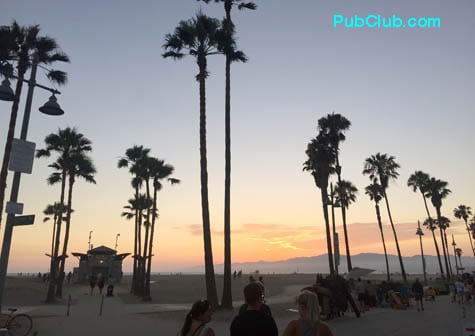 Venice Beach Boardwalk sunset palm trees