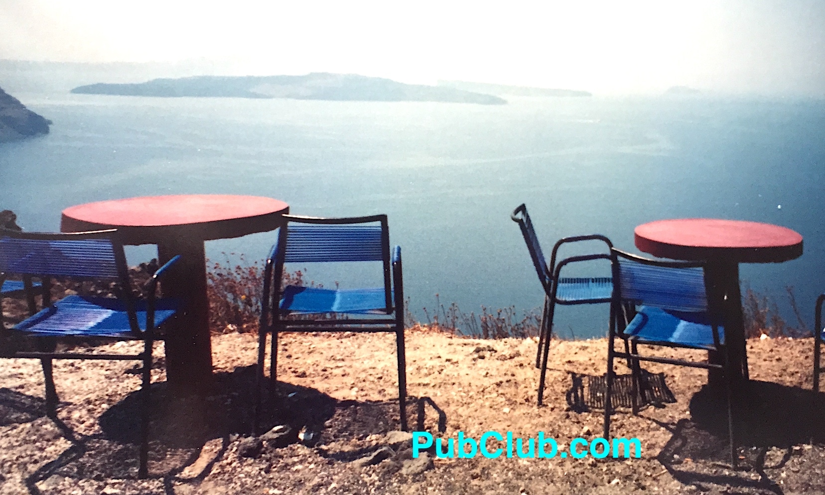 Santorini Greece taverna tables