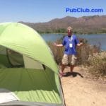 Camping tent erect at campsite