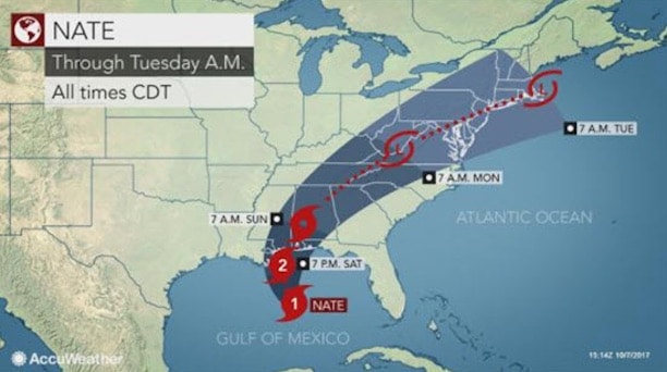 Hurricane Nate weekend tracking