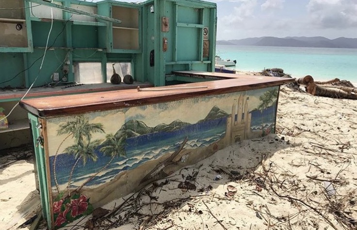 Soggy Dollar Bar British Virgin Islands post Hurricane Irma damage