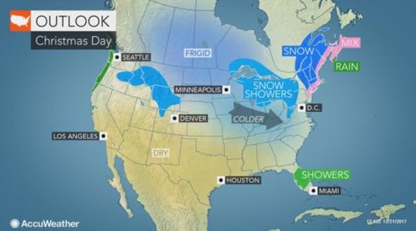 Christmas Day weather map AccuWeather