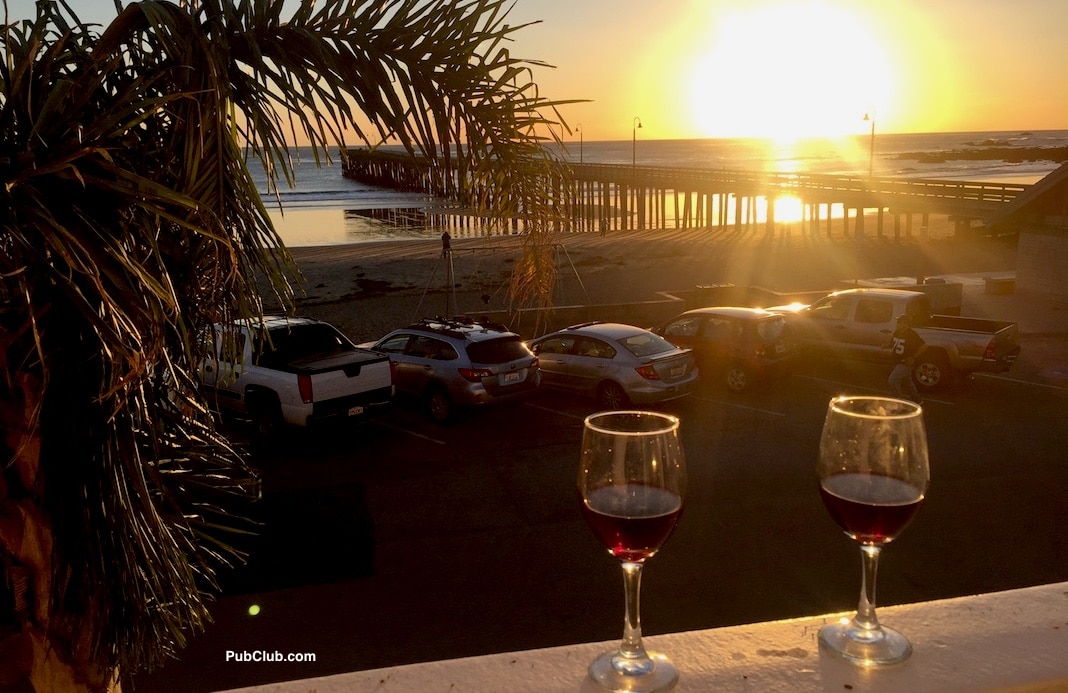 On The Beach B&B Cayacous CA sunset wine