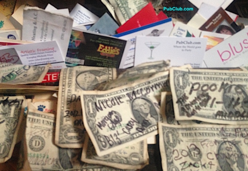 Captain Tony's Saloon business cards dollar bills Key West bars