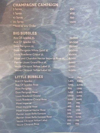 Rehab pool party Las Vegas Hard Rock hotel champagne prices menu