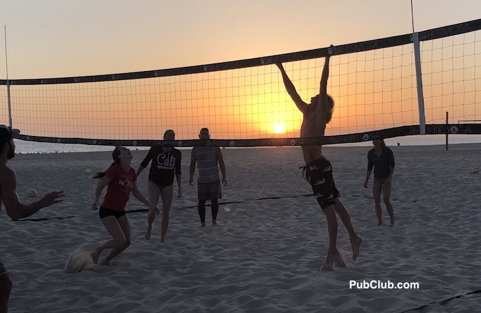 Beach volleyball sunset Hermosa Beach California