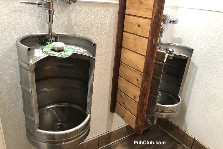 Grasslands BBQ Meat Market Anaheim bathroom keg urinals
