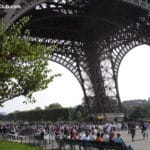Paris Eiffel Tower tourists hanging out