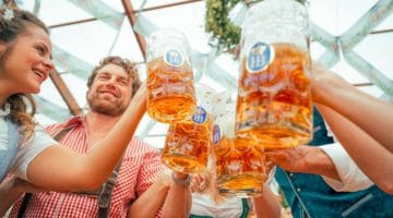 Oktoberfest beer mugs cheers