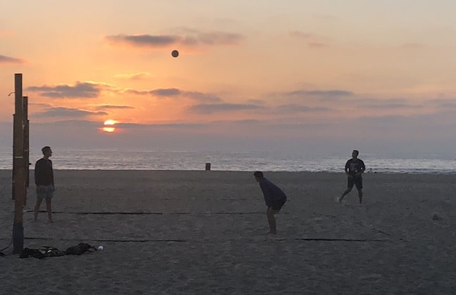 Daylight Savings Time sunset beach volleyball Hermosa Beach CA