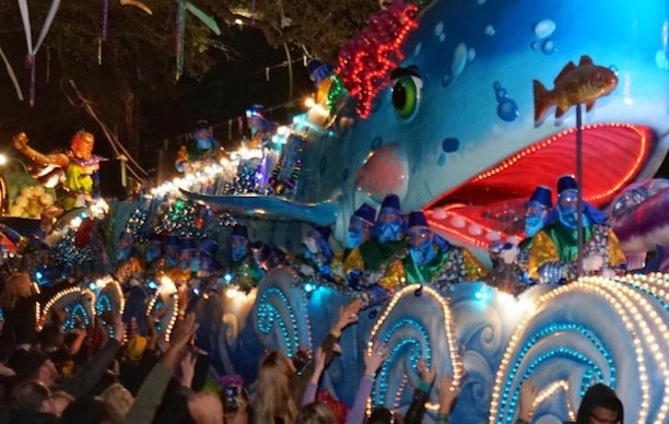 New Orleans Mardi Gras parade whale float