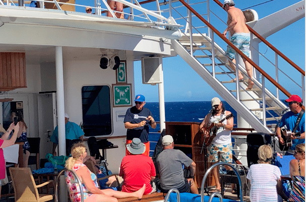 Radio TropRock Caribbean trip Windstar Cruises pool deck