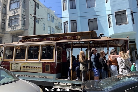 Cable Car Powell Hyde streets San Francisco icon passengers