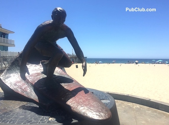 Hermosa Beach Pier surfer statue