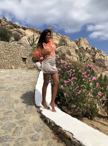 Greek Islands travel brunette babe