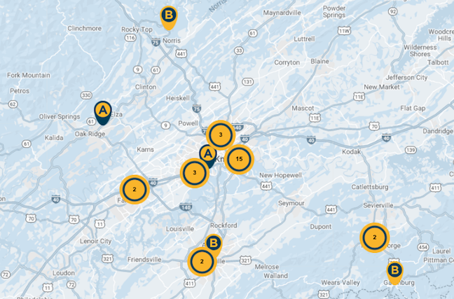 Knoxville TN Ale Trail map