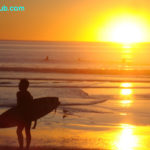 Manhattan Beach El Porto surfers at sunset