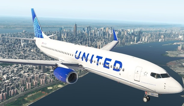 United Airlines flight landing