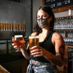 Boomtown Brewing downtown LA craft beer waitress mask