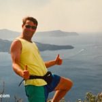Santorini thumbs up travel blogger