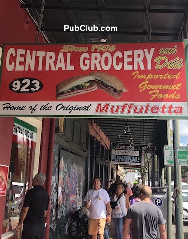 Central Grocery sign and entrance New Orleans