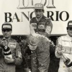 Formula 1 vintage podium champagne spray Nicki Lauda