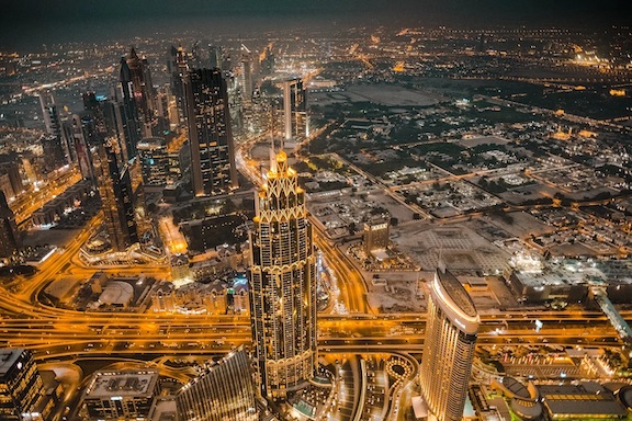 Dubai skyline night
