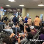 Crowded airport gate