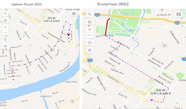 New Orleans Mardi Gras parade routes 2022