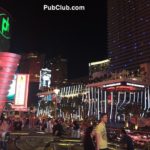 People stroll the Las Vegas Strip at night