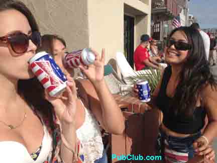 National Beer Can Day girls drinking beer
