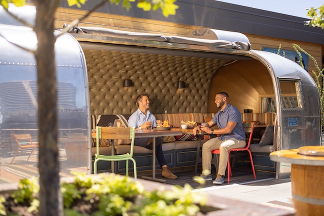 Haywire restaurants Plano Texas rooftop bar Airstreamt trailer