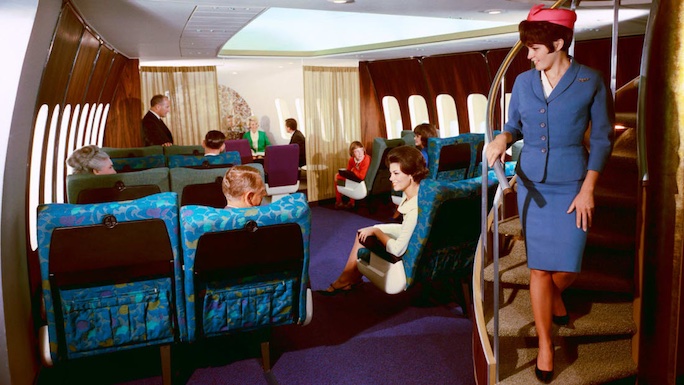 Golden age of airline travel 747 lounge 1960s Golden age of airline travel 747 lounge 1960s