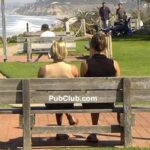 Del Mar coastal view girls on a bench