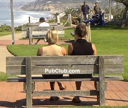 Del Mar coastal view girls on a bench