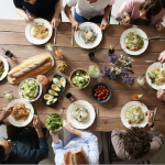 people eating and socializing