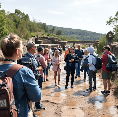 tourists with a tour guide